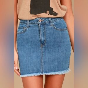 Lulus Pop and Lock Medium Wash Denim Mini Skirt